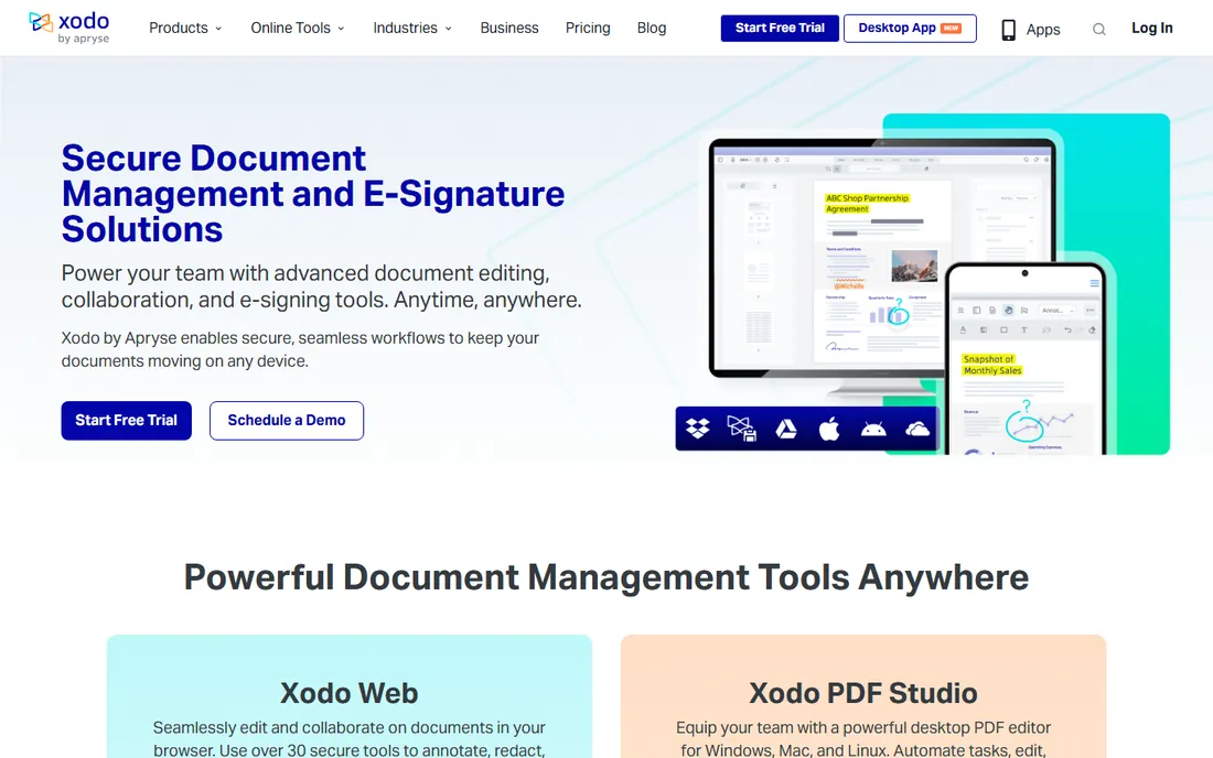 Xodo homepage