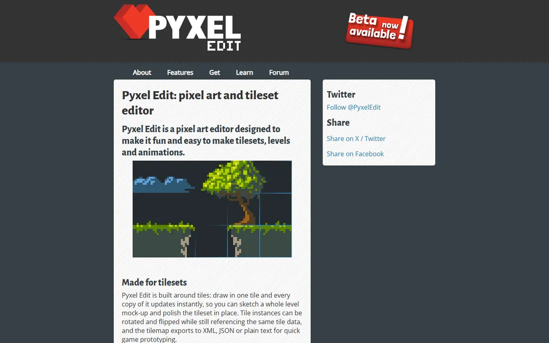 Pyxel Edit homepage