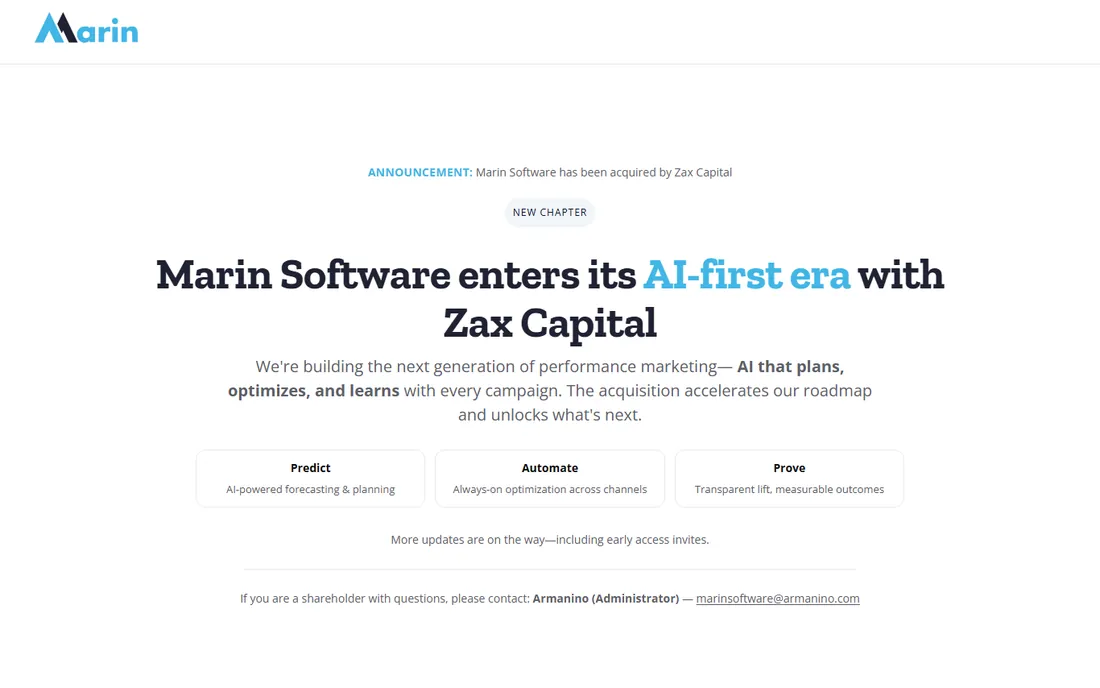 Marin Software homepage
