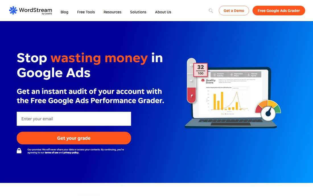 WordStream homepage