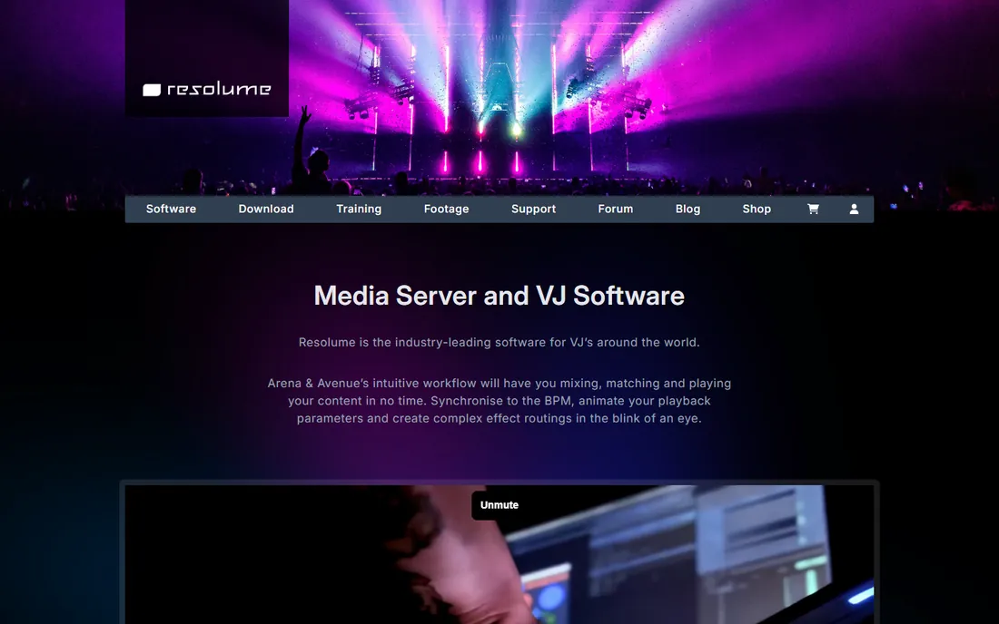 Resolume Arena homepage
