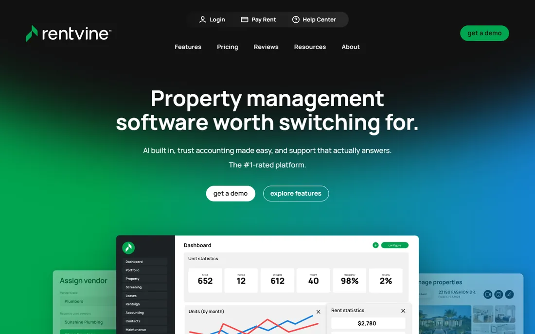 Rentvine homepage