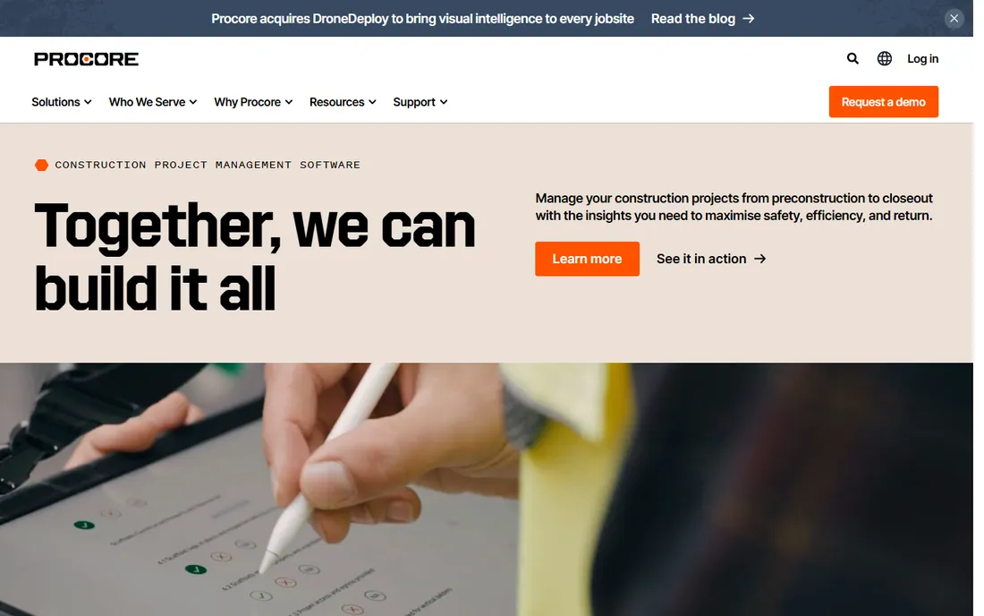 Procore homepage