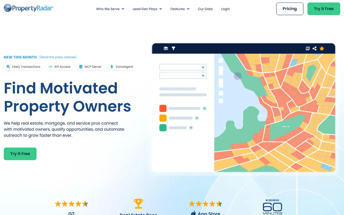 PropertyRadar homepage