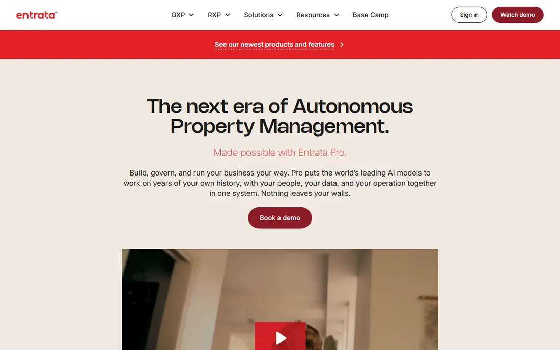 Entrata homepage