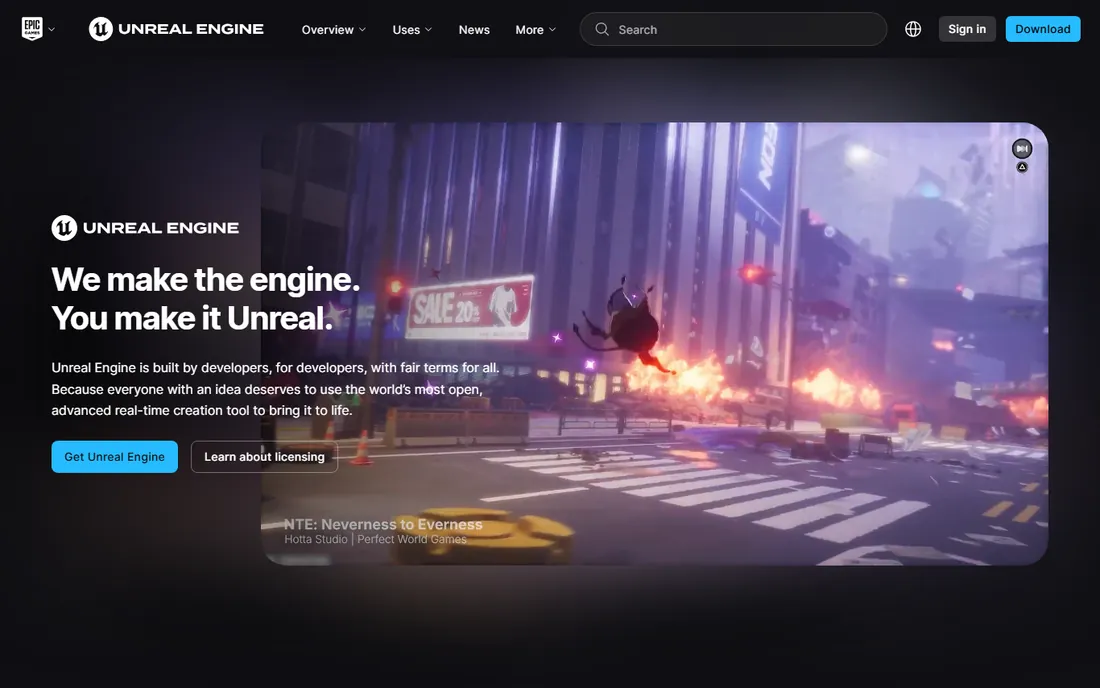 Unreal Engine homepage