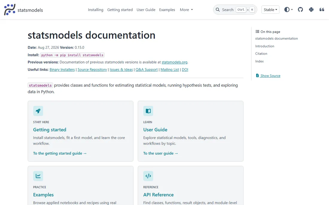 statsmodels homepage