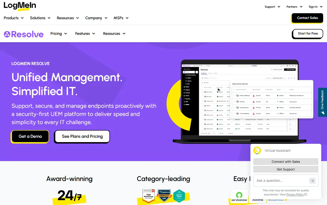 LogMeIn Resolve homepage