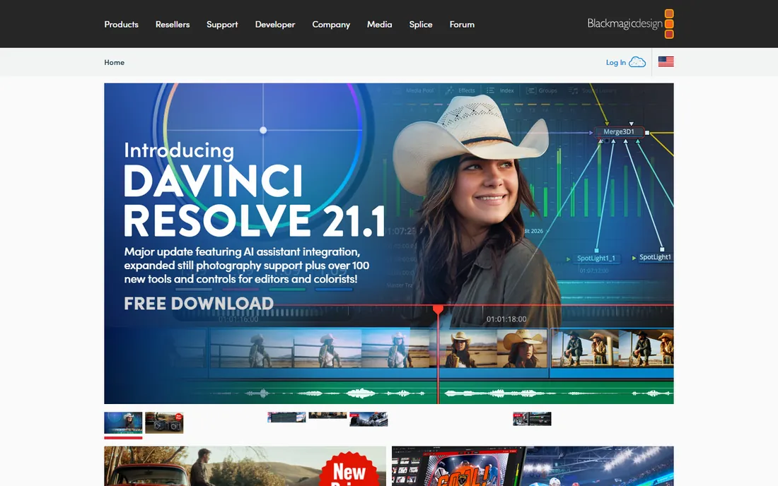 DaVinci Resolve homepage