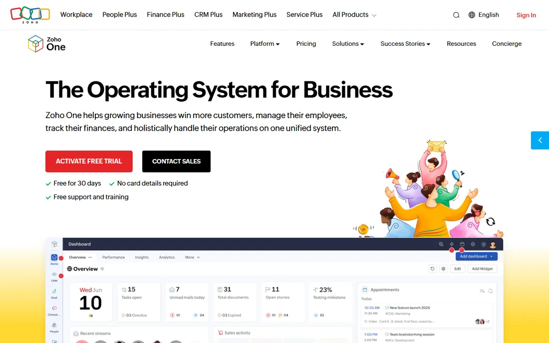 Zoho One homepage