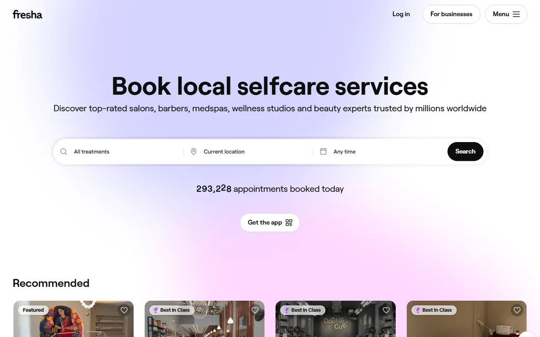 Fresha homepage