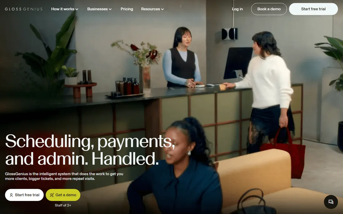 GlossGenius homepage