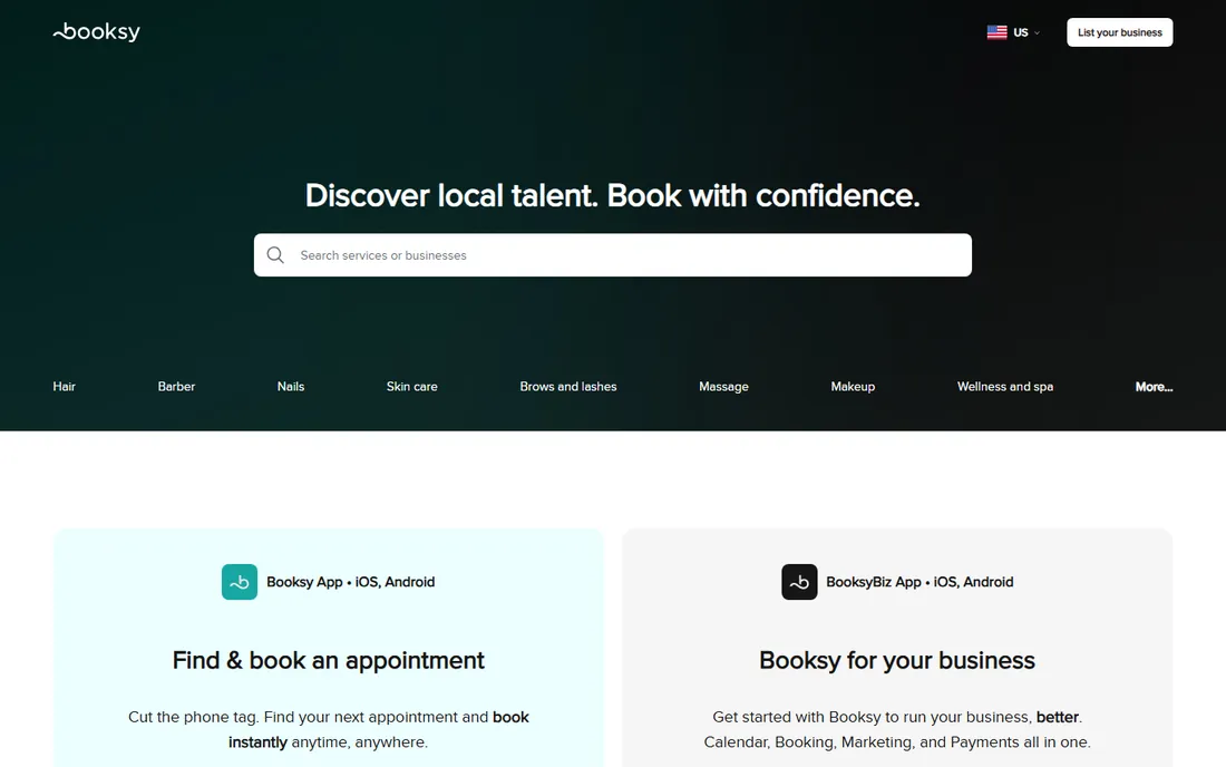 Booksy homepage