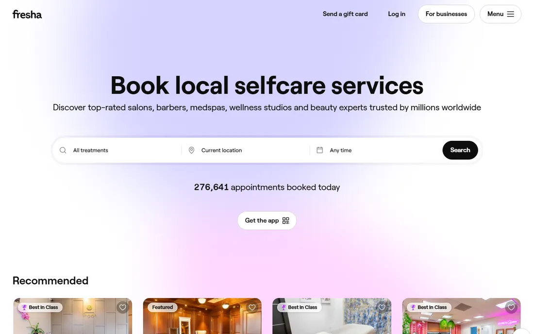 Fresha homepage