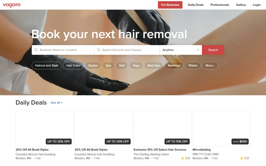 Vagaro homepage