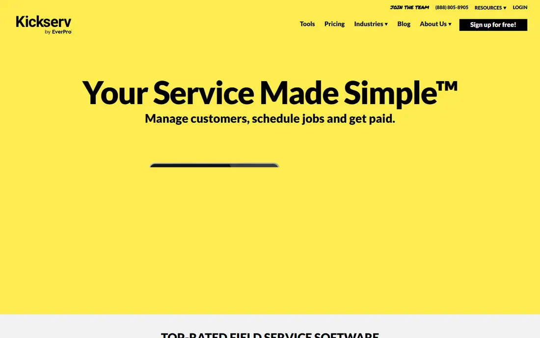 Kickserv homepage