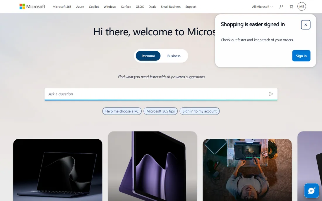 Microsoft PowerPoint homepage