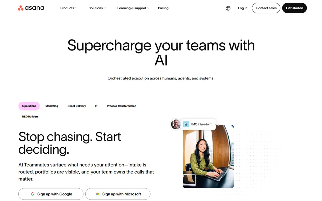 Asana homepage