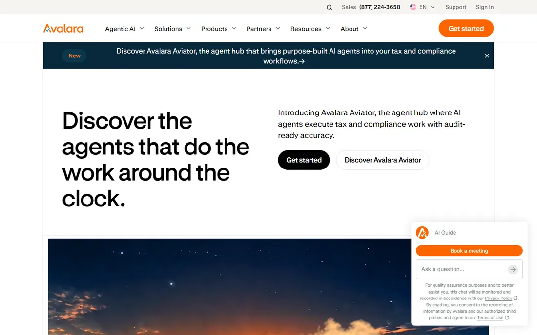 Avalara homepage