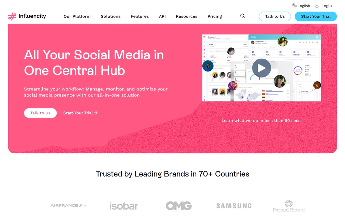 Influencity homepage