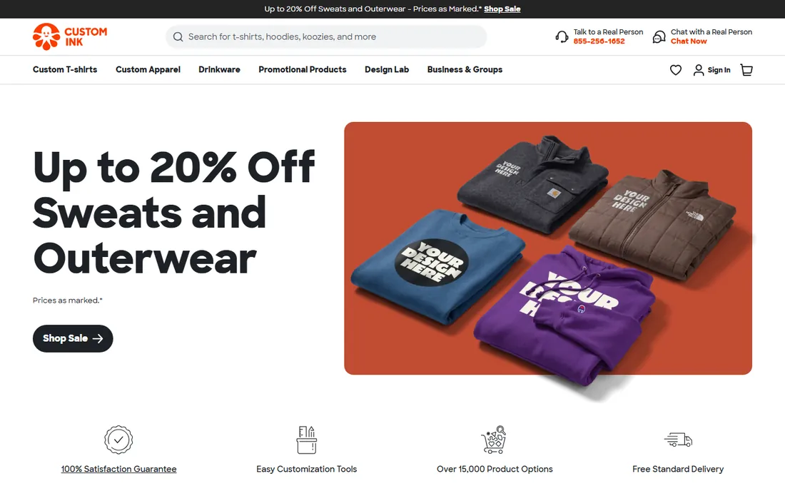 Custom Ink homepage