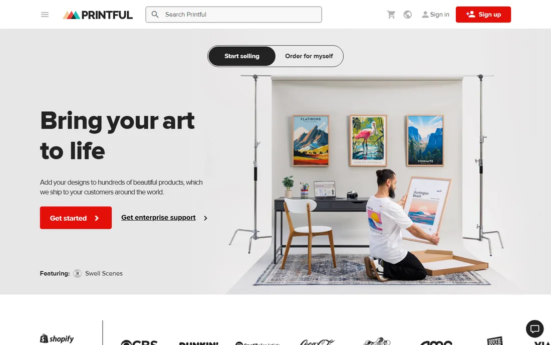 Printful homepage