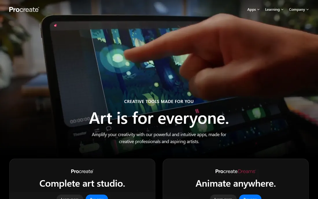 Procreate homepage