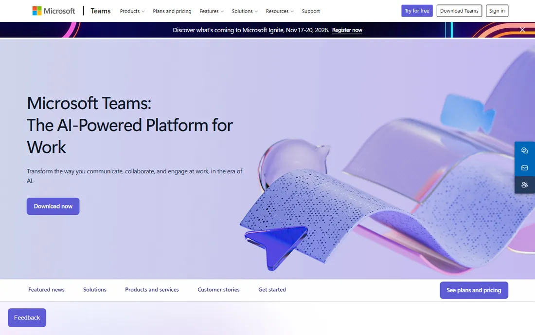 Microsoft Teams homepage