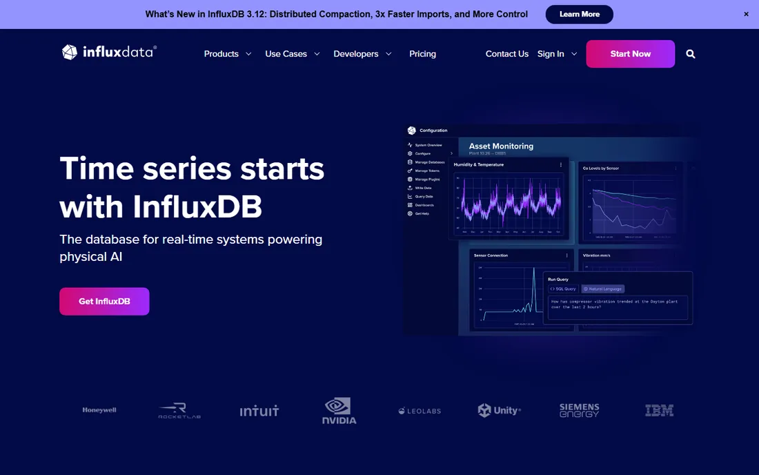 InfluxDB homepage
