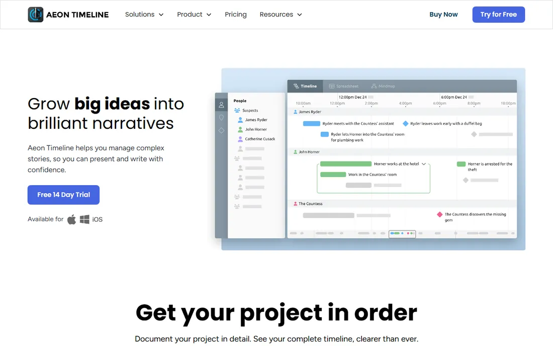 Aeon Timeline homepage