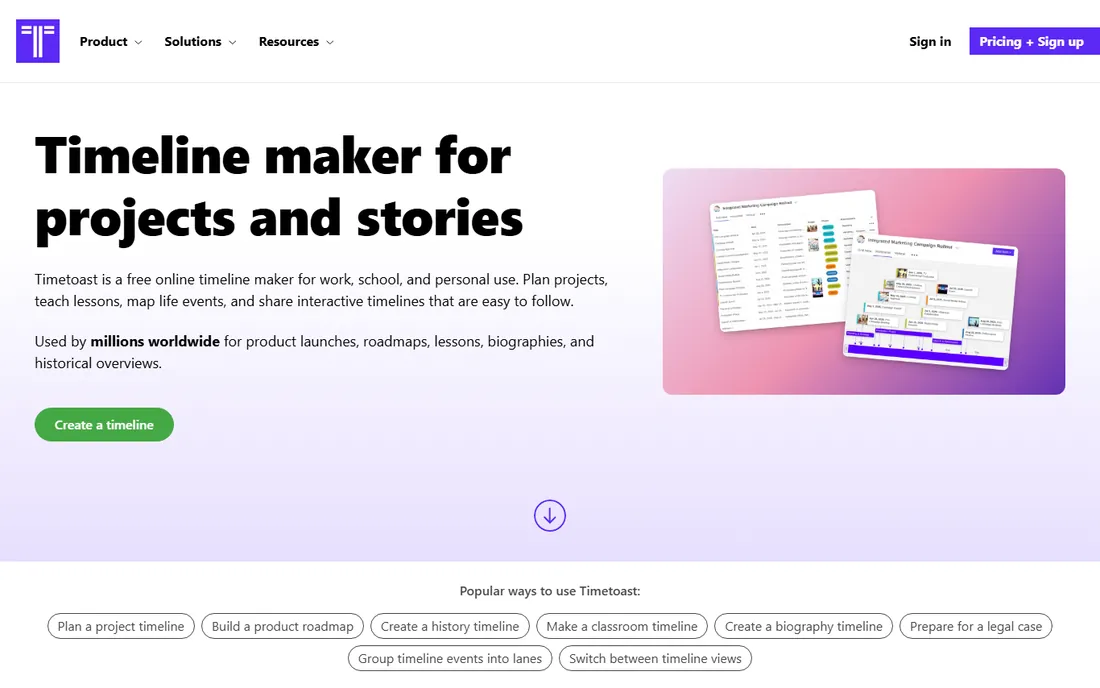 TimeToast homepage