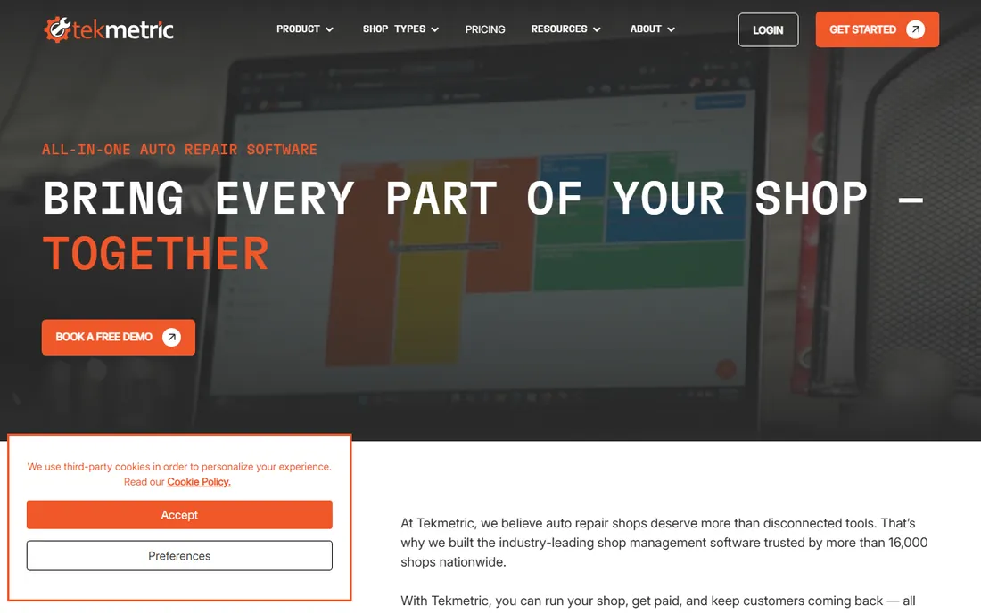 Tekmetric homepage