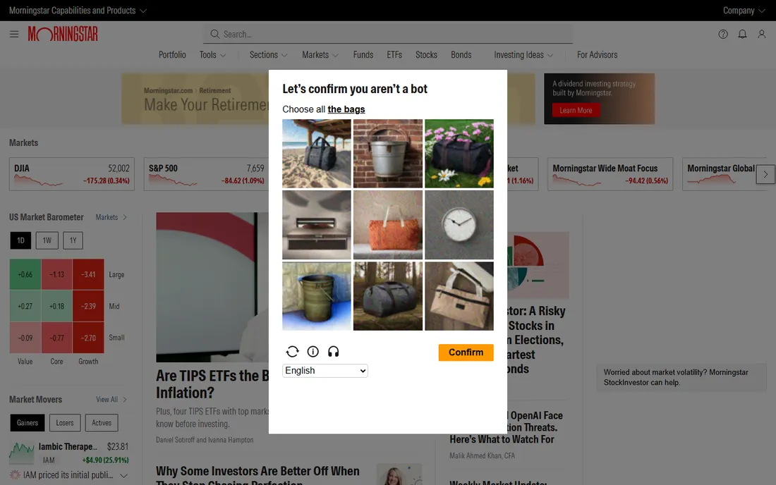 Morningstar Investor homepage
