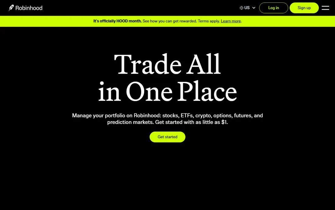 Robinhood homepage
