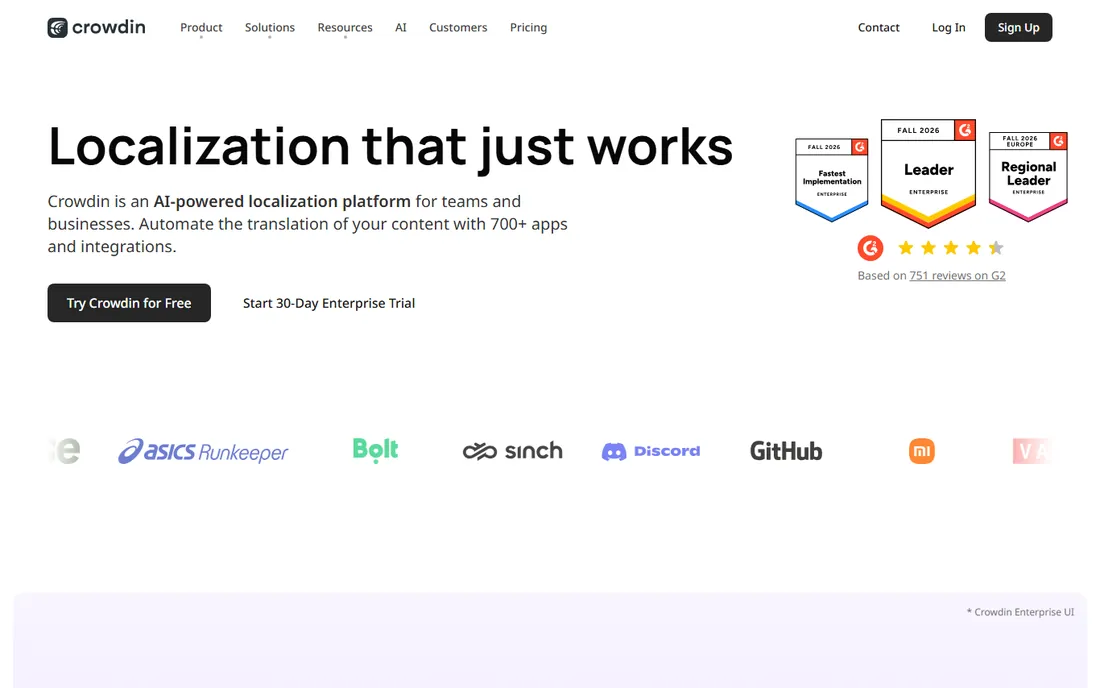 Crowdin homepage