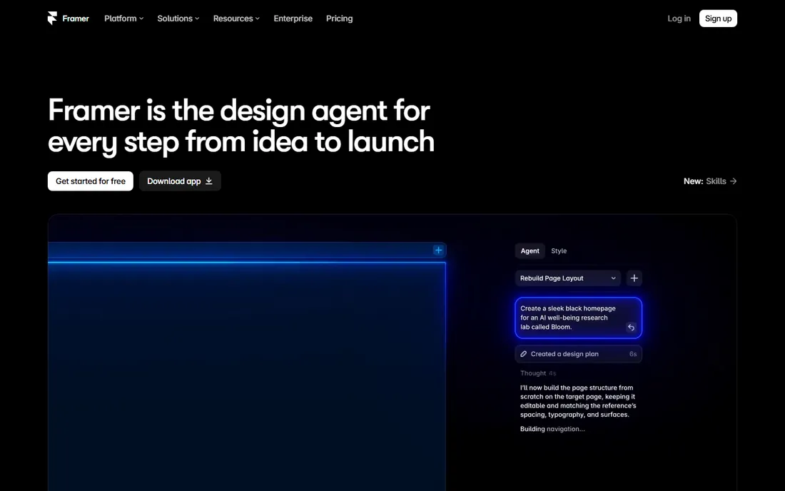 Framer homepage