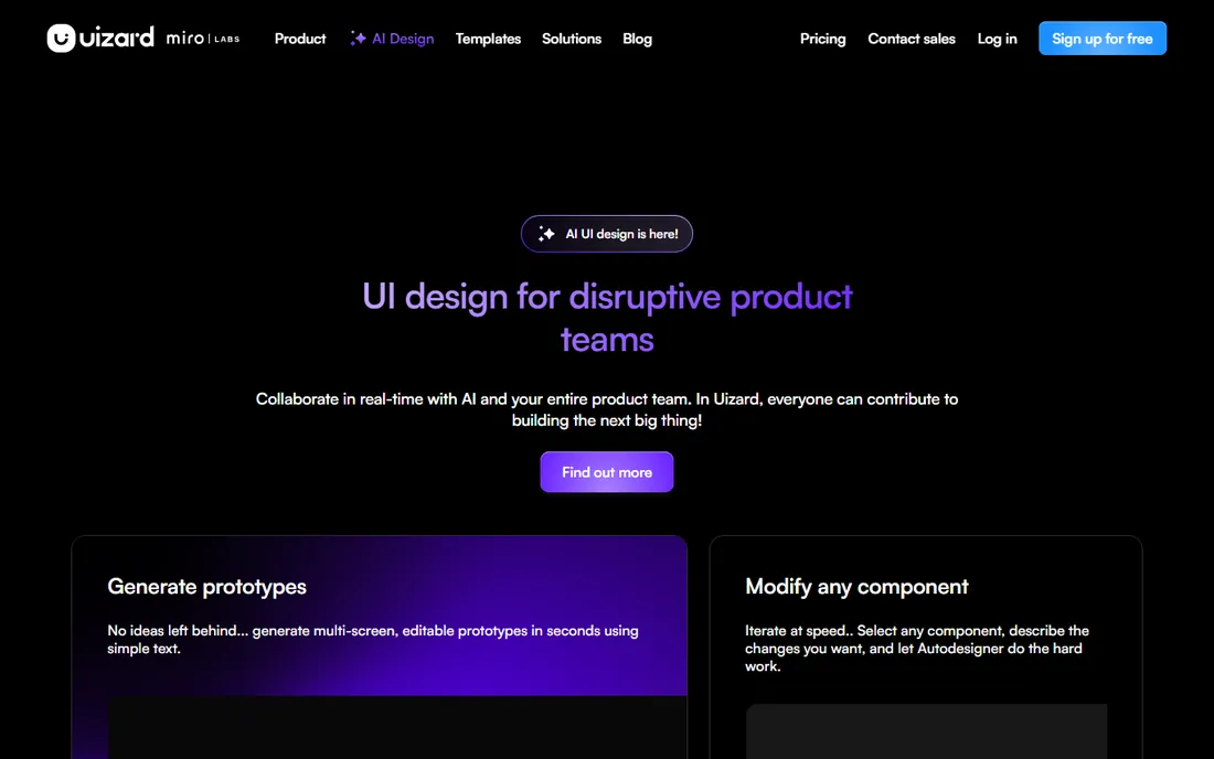 Uizard homepage