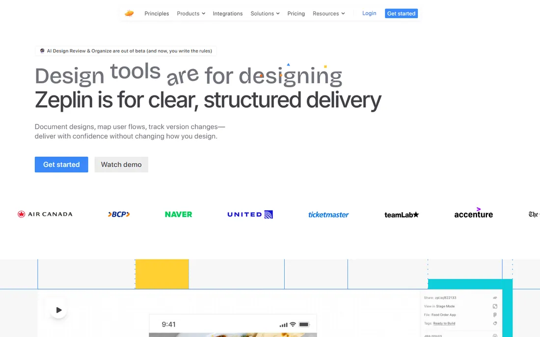 Zeplin homepage