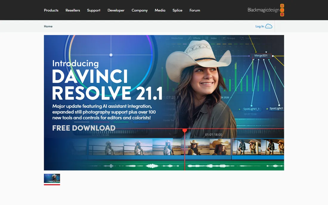 DaVinci Resolve homepage