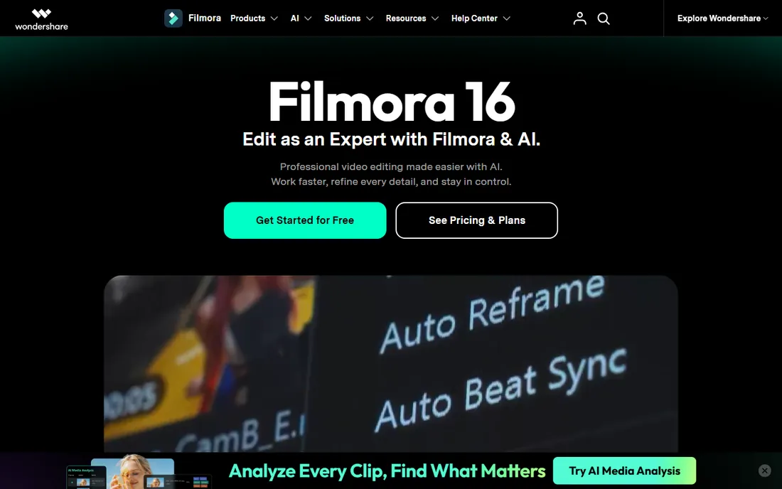 Filmora homepage