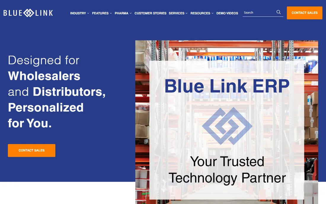 Blue Link ERP homepage