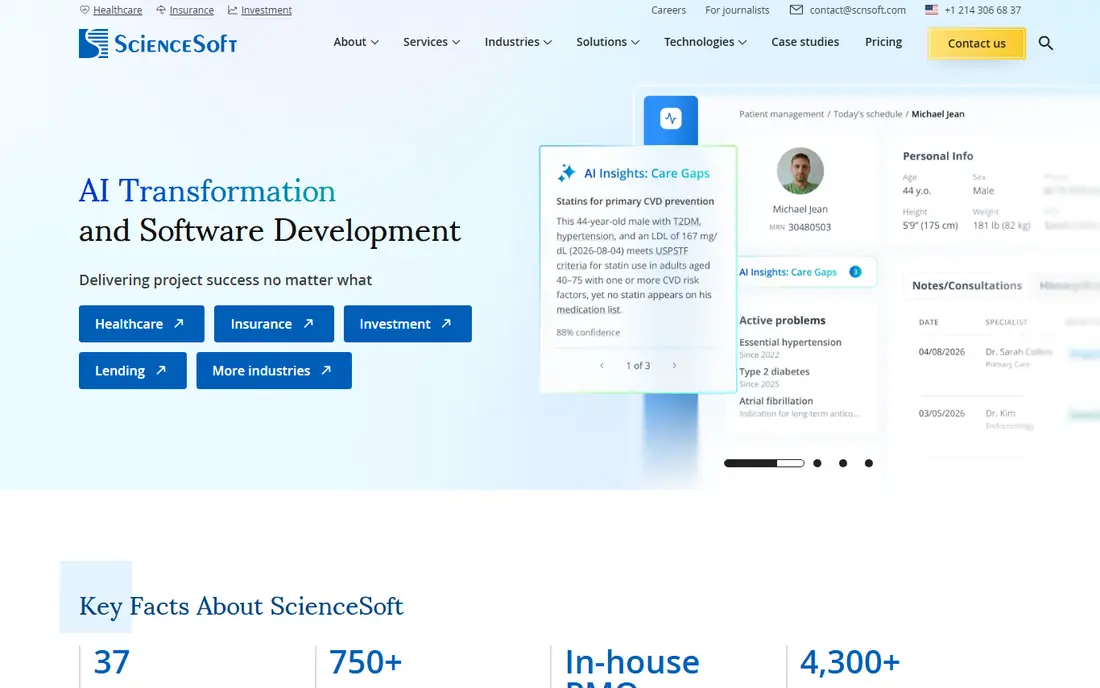 ScienceSoft homepage