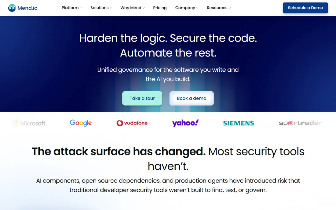 Mend homepage
