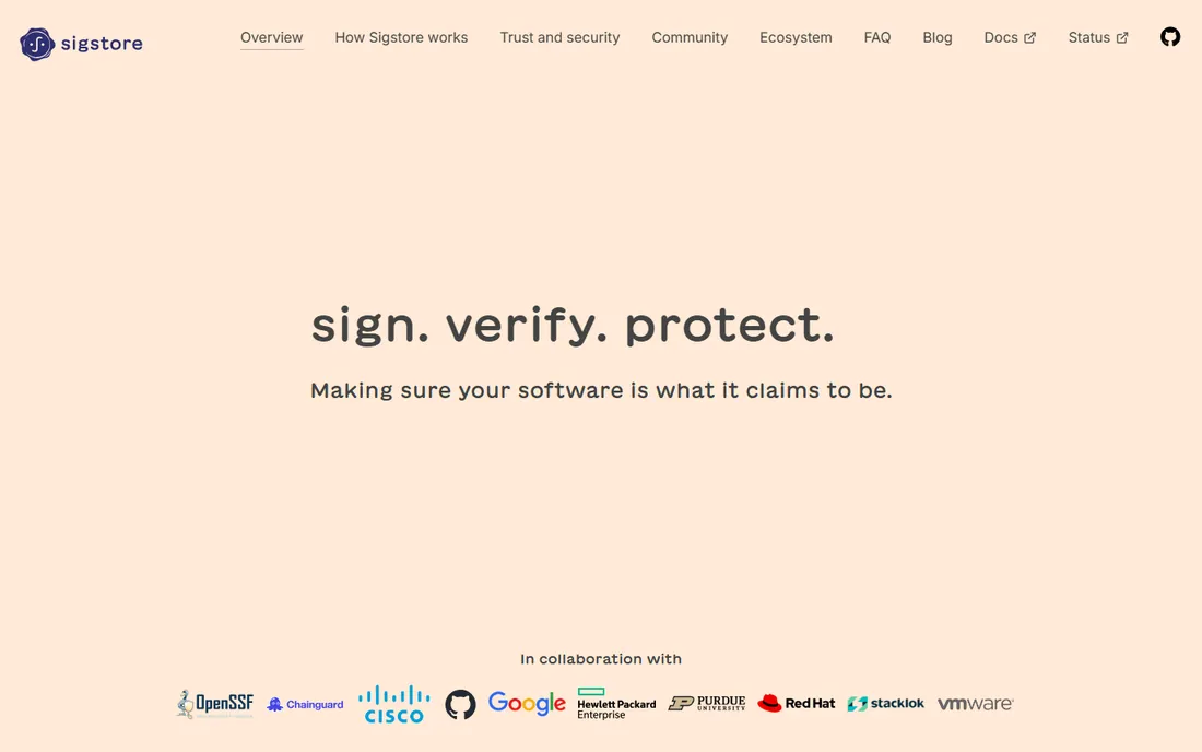 Sigstore homepage