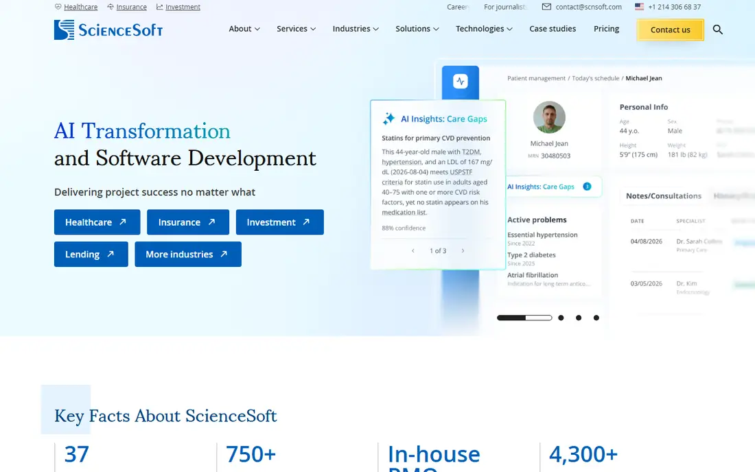 ScienceSoft homepage