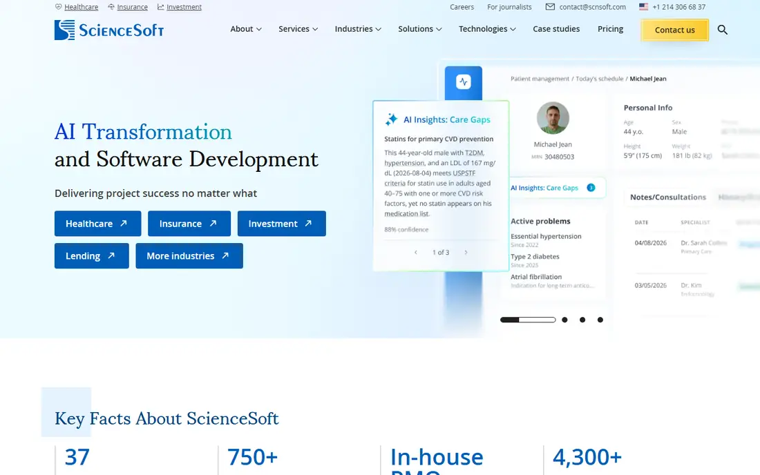 ScienceSoft homepage
