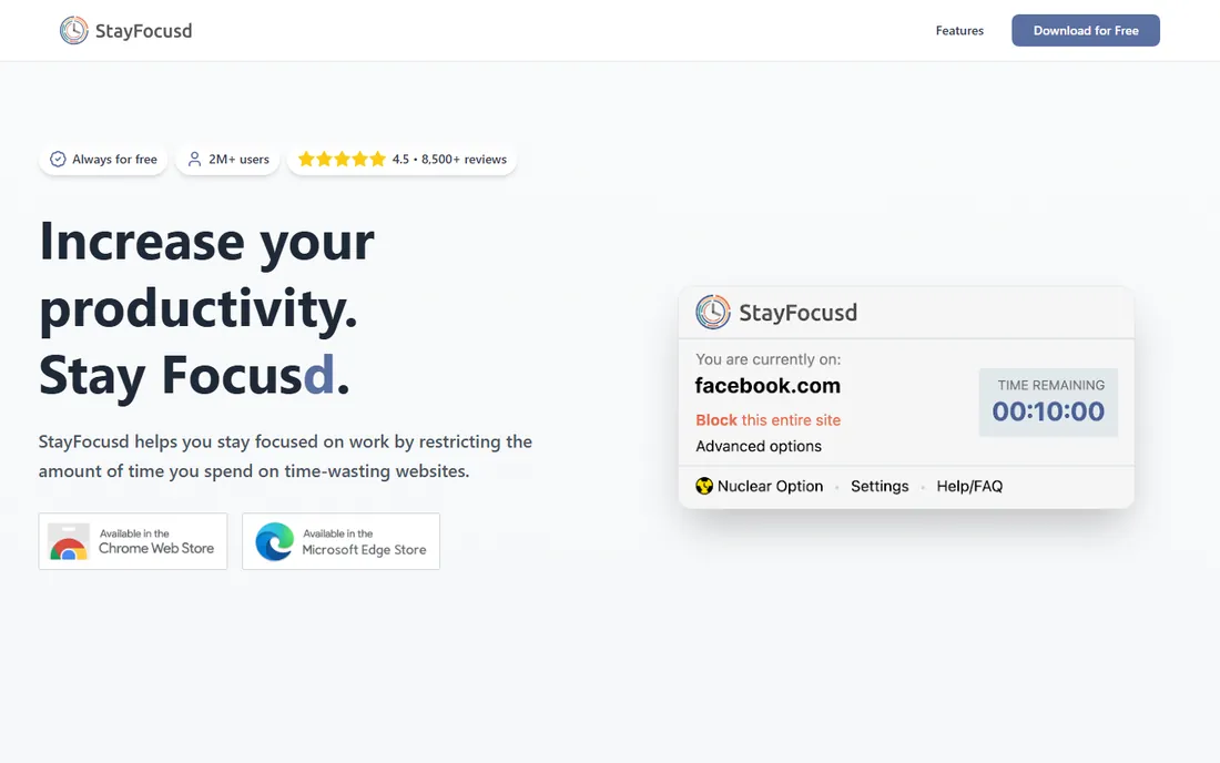 StayFocusd homepage