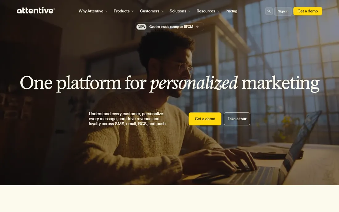 Attentive homepage
