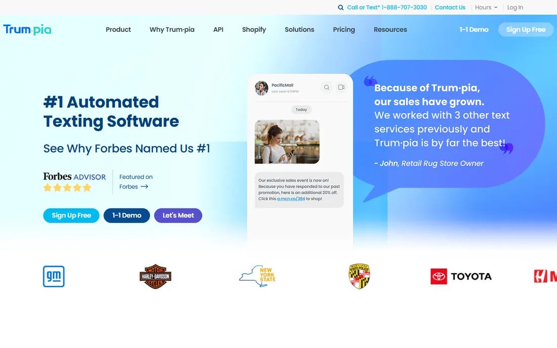 Trumpia homepage
