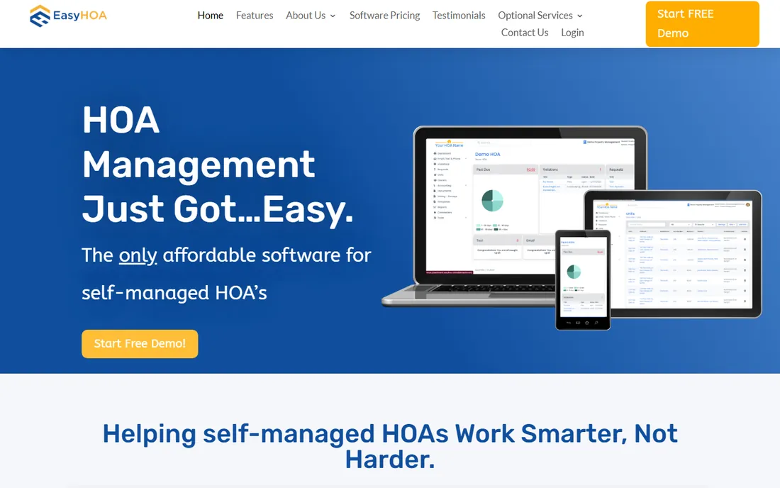 EasyHOA homepage